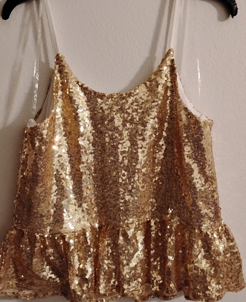 No Boundaries Gold Sequin Tank Top